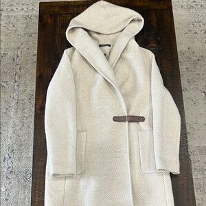 Ralph Lauren Pea Coat Elegant Cream Hooded Women's Coat EUC wool blend
